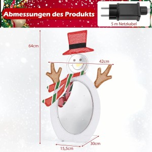 Costway Led Schneemann 64 cm Weihnachtsdeko mit Unendlichkeitsspiegel