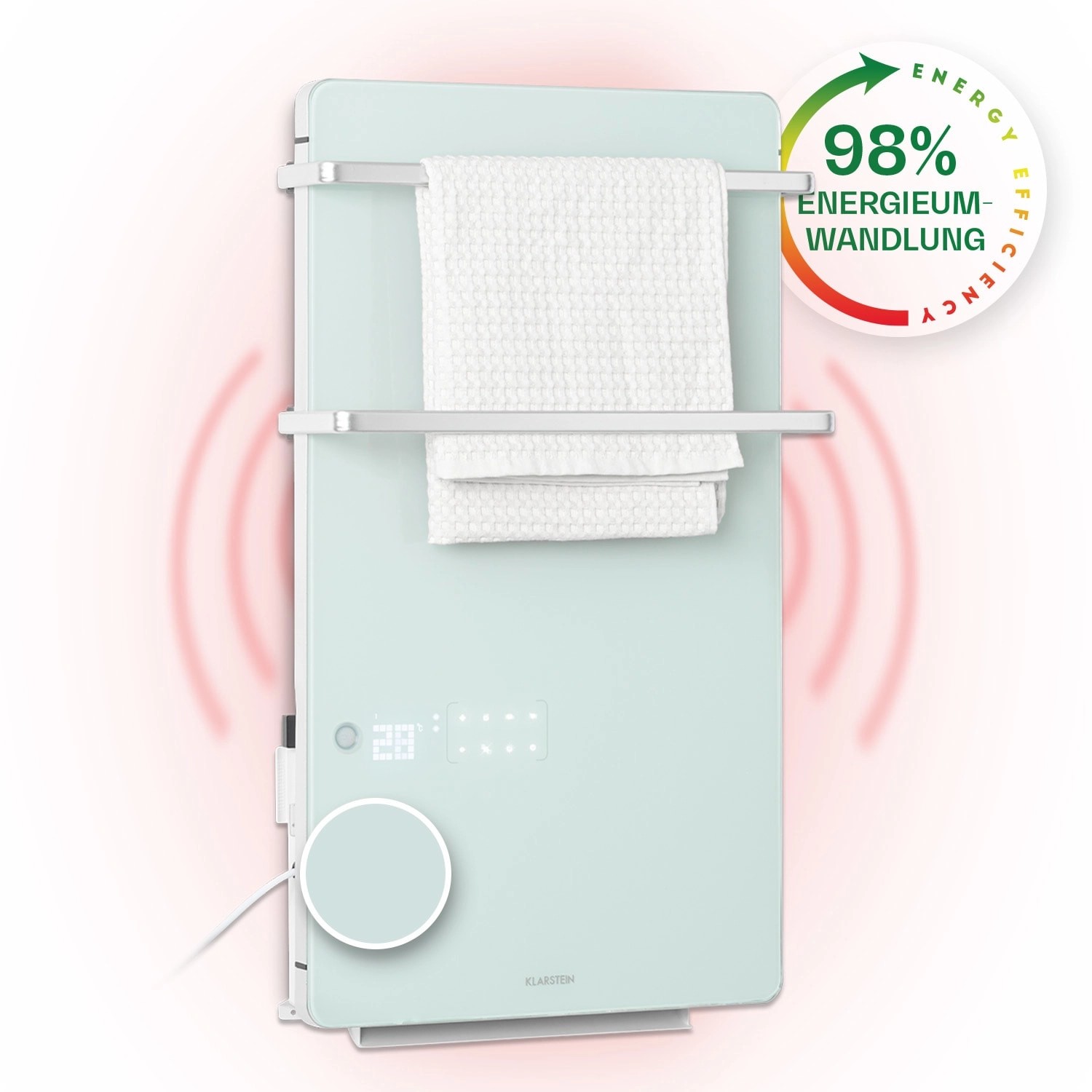 Klarstein Hot Spot Crystal Flow Badheizer 45x82 cm 36 m² 2000 W 5-40 °C LED günstig online kaufen