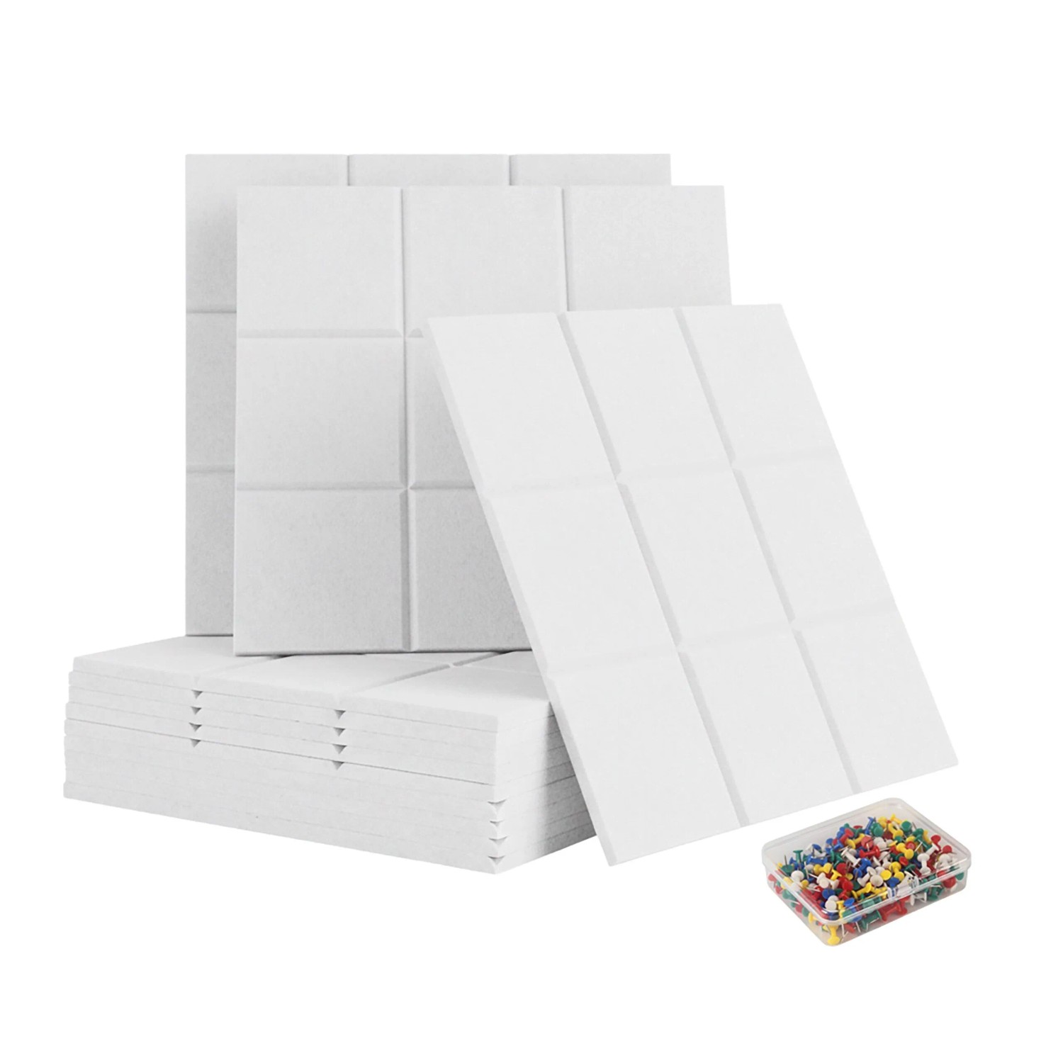 Relaxdays Filzpinnwand 12er Set Filz Weiß Selbstklebend 30 cm x 30 cm x 0,9 cm 72 g