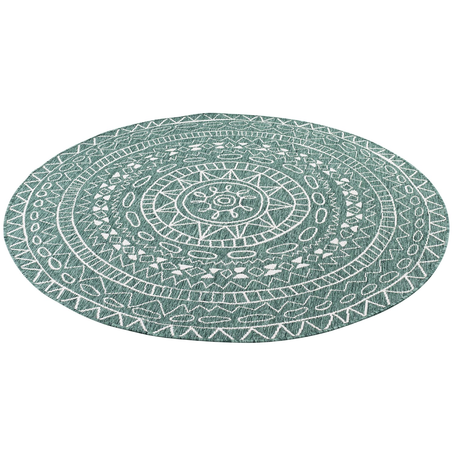 Pergamon In- und Outdoor Teppich Beidseitig Flachgewebe Newport Mandala Grü günstig online kaufen