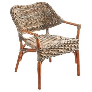 Kobolo Rattanstuhl Stuhl TARA aus Rattan Geflochten Natur mit Armlehnen