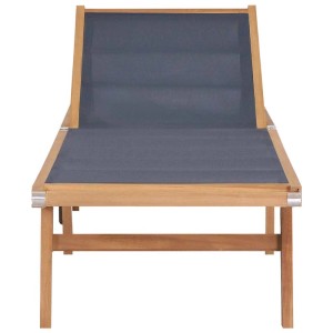 Klappbare Sonnenliege aus Teakholz und Textilene mit Rädern von vidaXL.