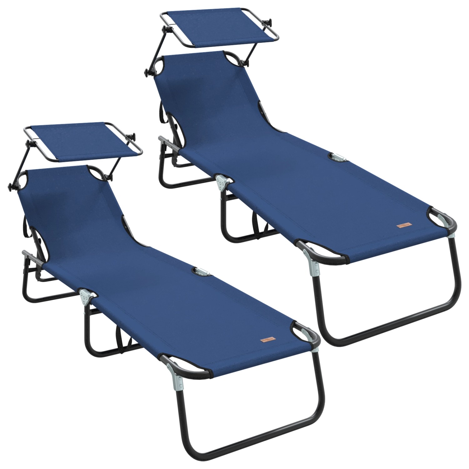 vidaXL Klappbare Sonnenliegen 2 Stück mit Sonnendach Blau 600D Oxford Stoff günstig online kaufen