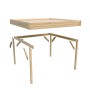 Karibu Pavillon Kvadrat, 231x231 cm, Natur, Bausatz mit Holzpfosten und Dach.