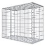 Leere, silberne Niederberg Metall Gabione, 80x100x50 cm, Maschenweite 5x10 cm, für Zaunbau & Sichtschutz.