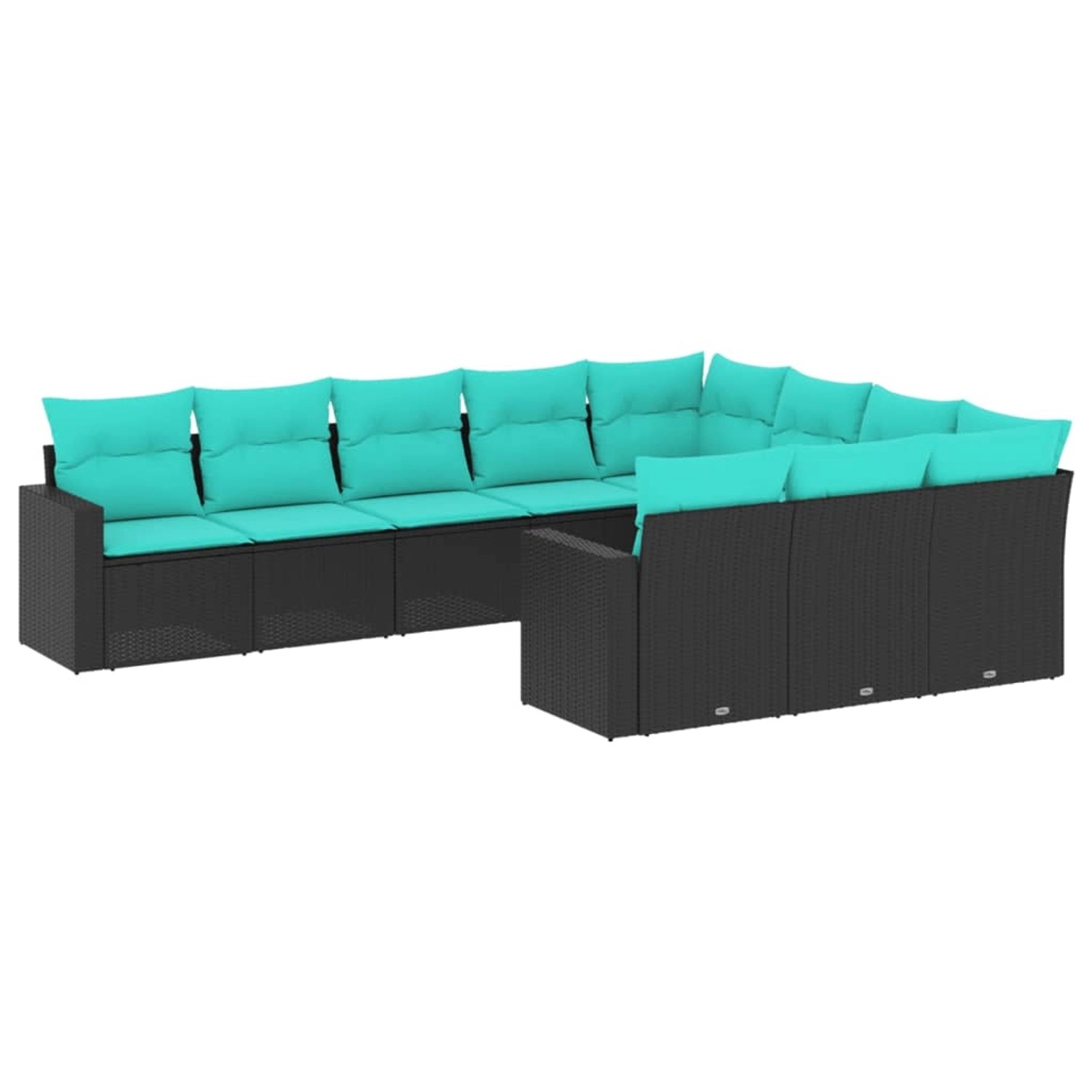 vidaXL 10-Tlg Garten-Sofagarnitur mit Kissen Schwarz Poly Rattan 3219477 günstig online kaufen