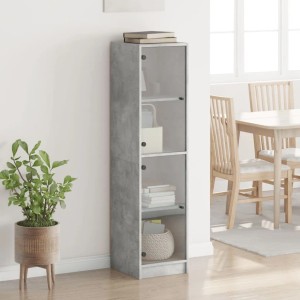 vidaXL Highboard mit Glastüren Betongrau 35x37x142 cm 836437