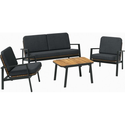 Lounge-Set Olary 4-teilig Akazienholz Schwarz