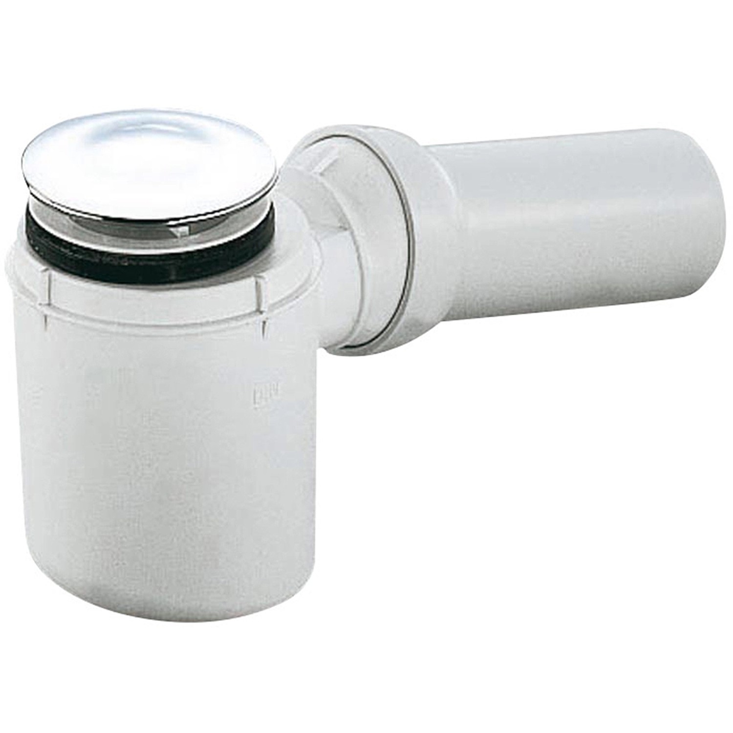 Schulte Ablauf für flache Rundduschwanne, verchromte Kappe, waagerechter Abgang.