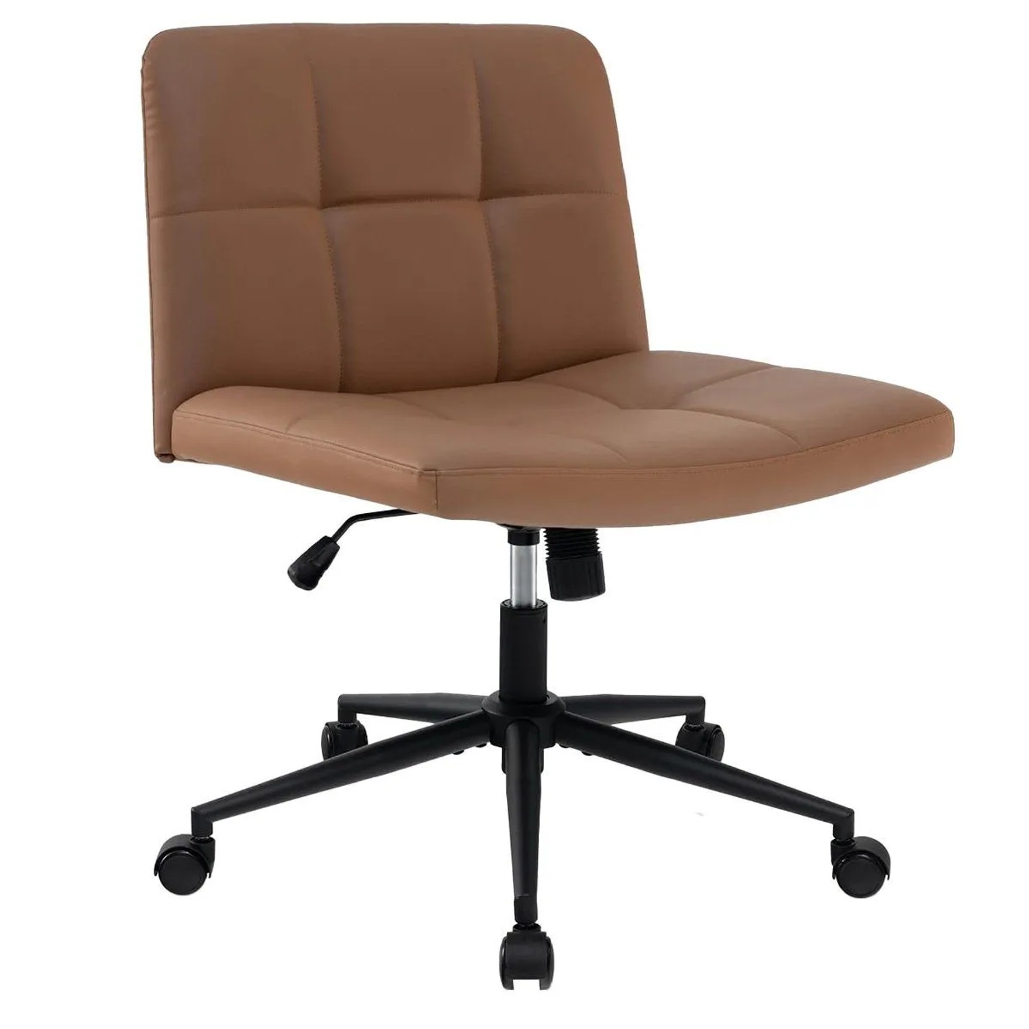 Costway Bürostuhl Ohne Armlehnen Schreibtischstuhl mit Rollen Braun günstig online kaufen
