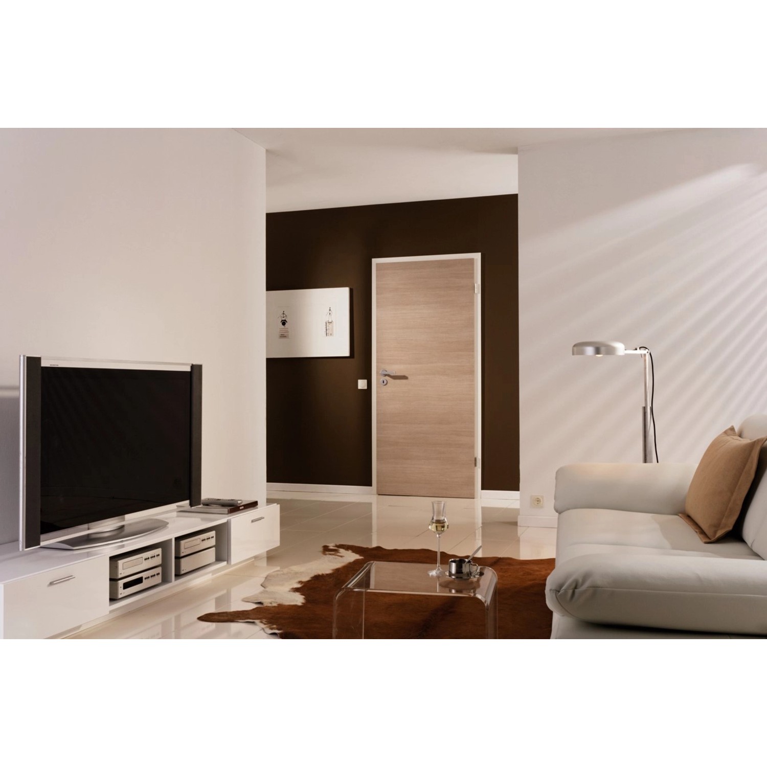 Zimmertür CPL Cappuccino Holznachbildung, 61x198,5 cm, Rechtsanschlag in Wohnraum