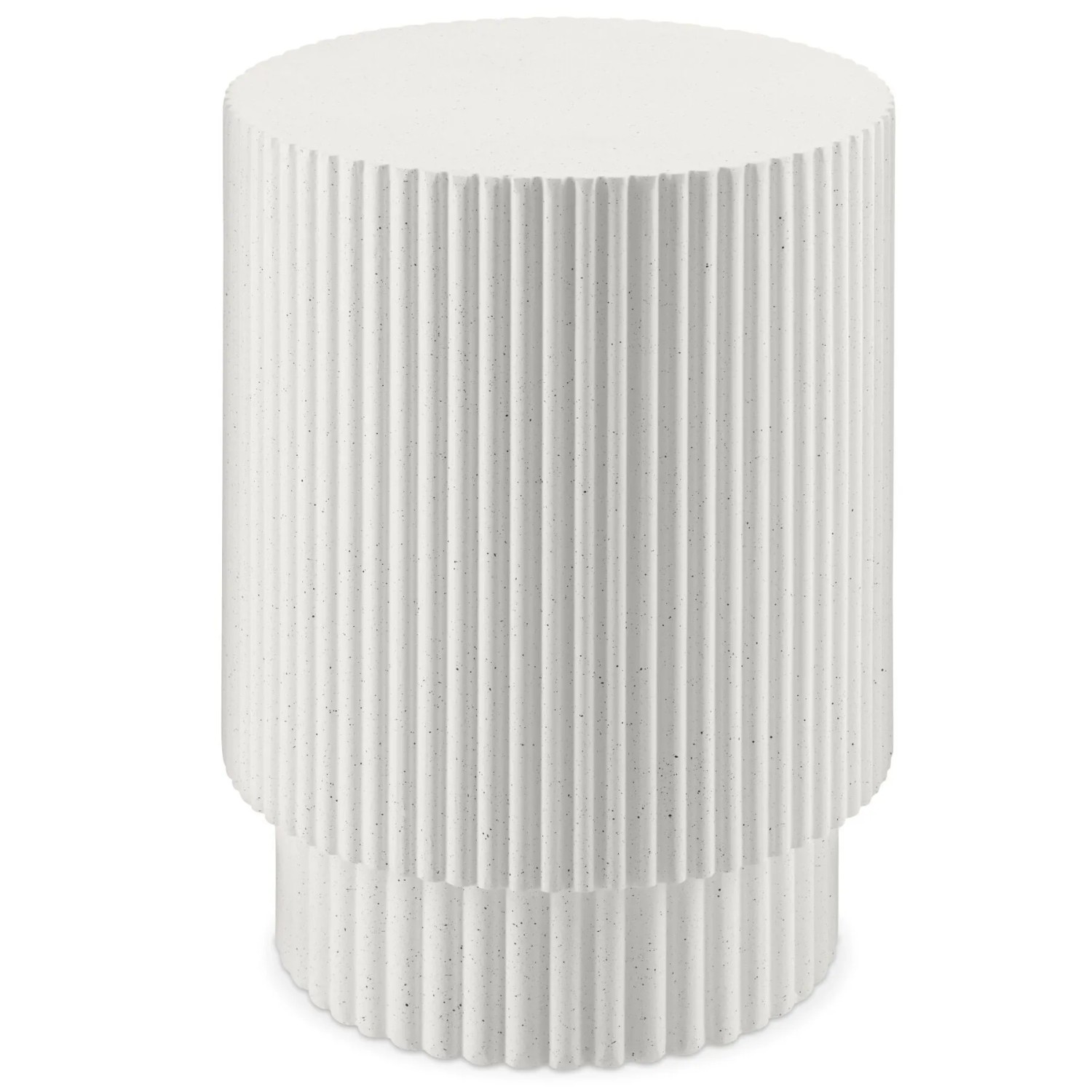 Tectake Beistelltisch Amira Betonoptik  Rund  Mit Vertikaler Rillenstruktur Wetterfestes Magnesiumoxid  38 x 38 x 51 cm Creme
