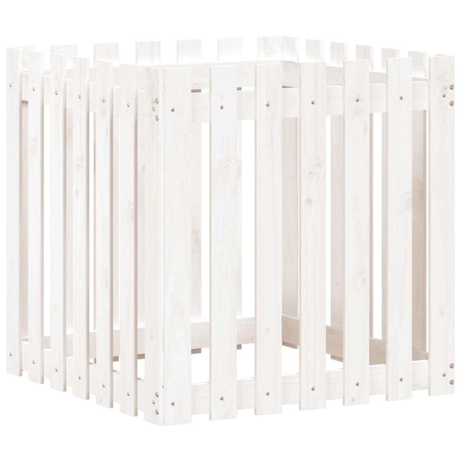 vidaXL Pflanzkübel Lattenzaun-Design Weiß 70x70x70cm Massivholz Kiefer 8324 günstig online kaufen