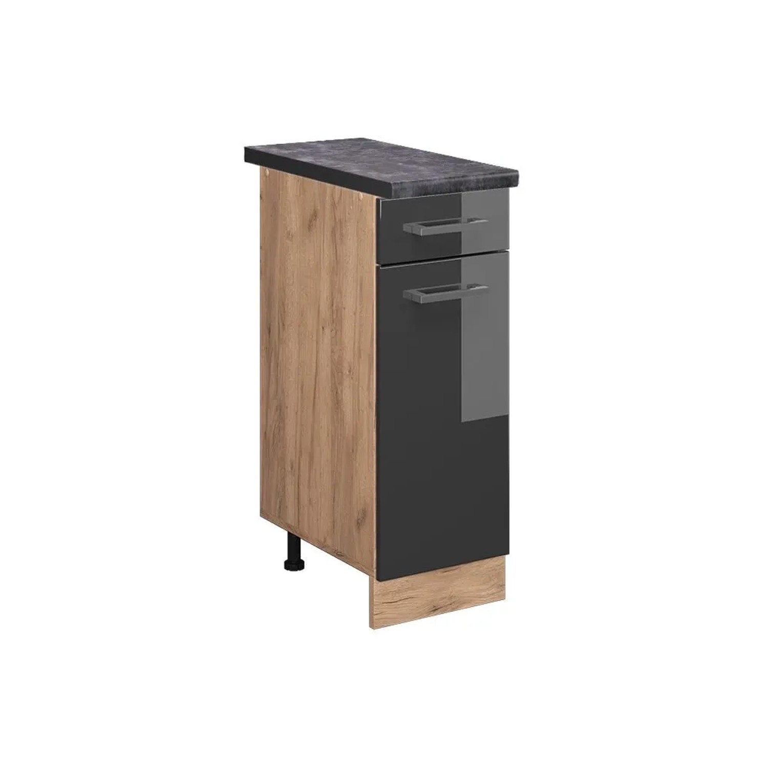 Vicco Küchenunterschrank R-Line Anthrazit Hochglanz Goldkraft Eiche 30 cm AP Anthrazit