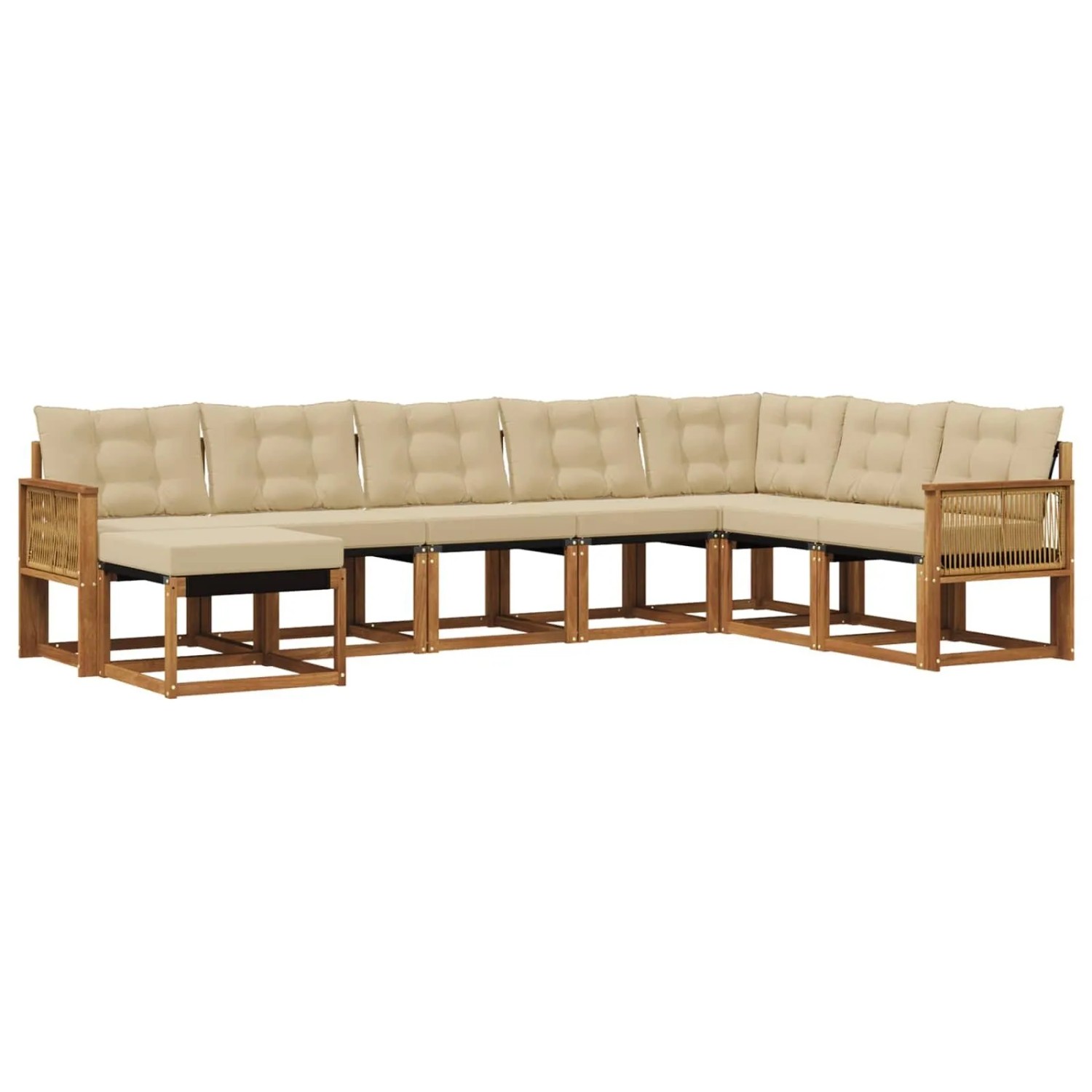 vidaXL Outdoor-Sofagarnitur mit Kissen 8 Stk Natur und Beige 3382149