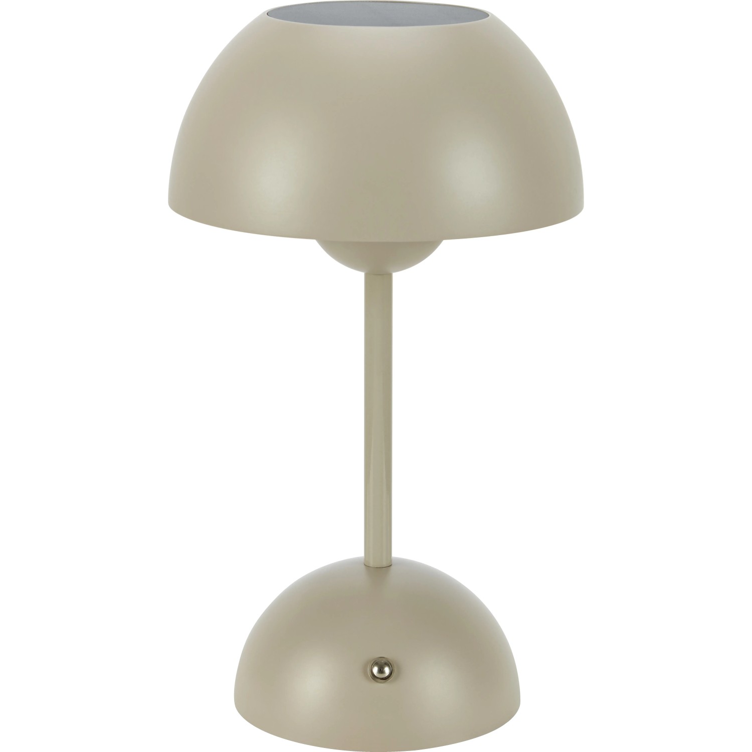 Beige Solar-LED-Tischleuchte Messina, Ø 16 cm, für den Außenbereich. Dekorative Außenleuchte mit Retro-Design.