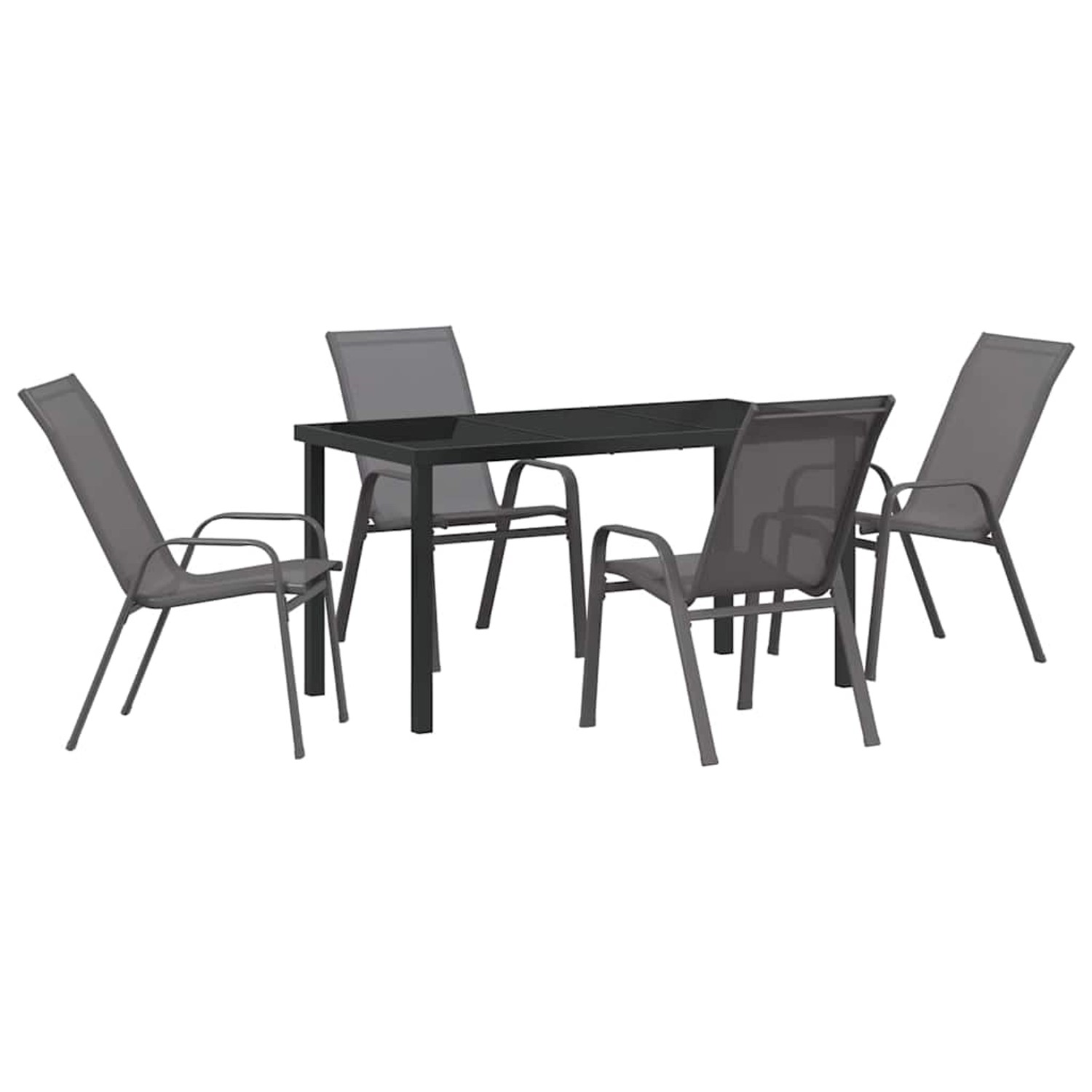 vidaXL 5-Teiliges Garten-Essgruppen-Set mit Grauem Textilene und Stahl 3379 günstig online kaufen
