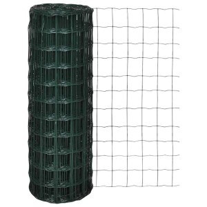 Grüner PVC-beschichteter Gartenzaun als Rolle, Maschendraht Gitterzaun aus Stahl, 10x0,8 m.
