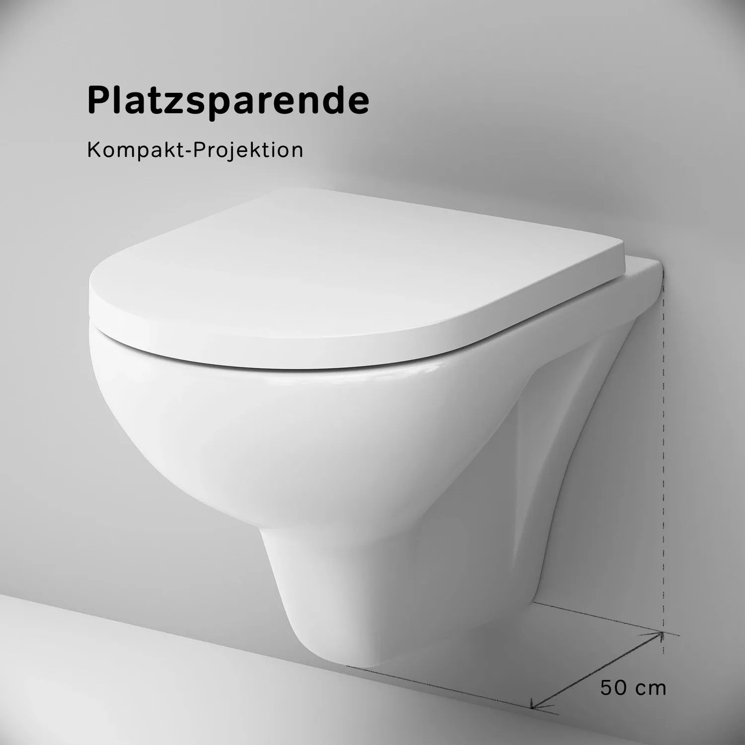 AM.PM Wand-WC Hit: Hänge-WC aus Sanitärporzellan mit Softclosing-Sitz, modernes, spülrandloses Design.