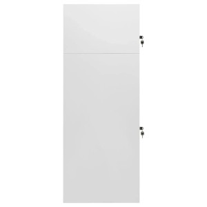 Hellgrauer vidaXL Sattelschrank aus Stahl, 53x53x140 cm, mit zwei abschließbaren Türen.