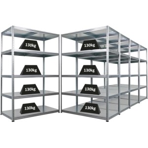 PROREGAL Mega Deal 5x Schwerlastregal Steel Eagle HxBxT 180x120x60cm Fachlast 130kg Verzinkt