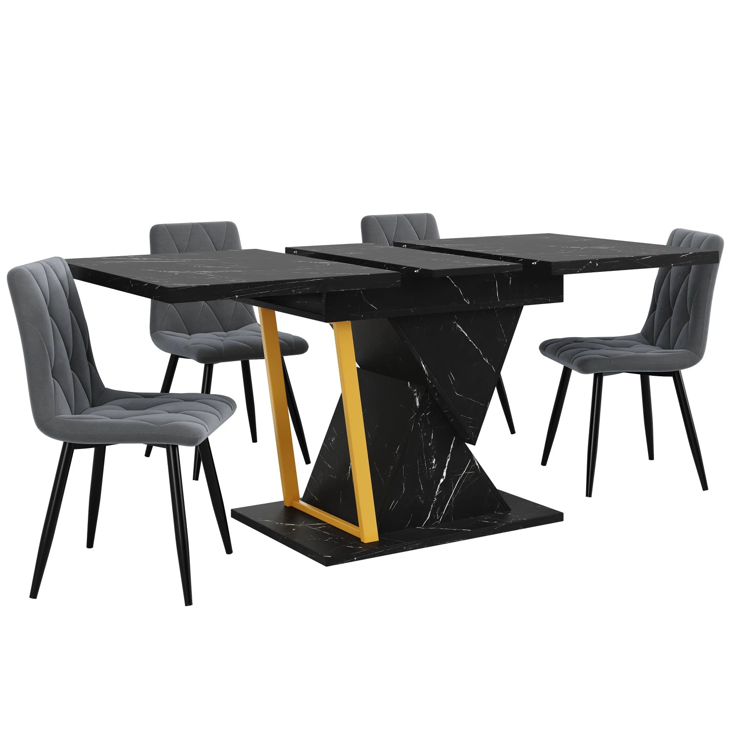 Okwish Esstisch Ausziehbarer Holztisch Für Küche/Esszimmer - 6 Personen 110 × 80 Cm Schwarz