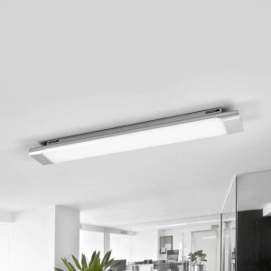 Moderne, alufarbene LED-Deckenleuchte Vinca für Büro/Arbeitszimmer, 60 cm lang.