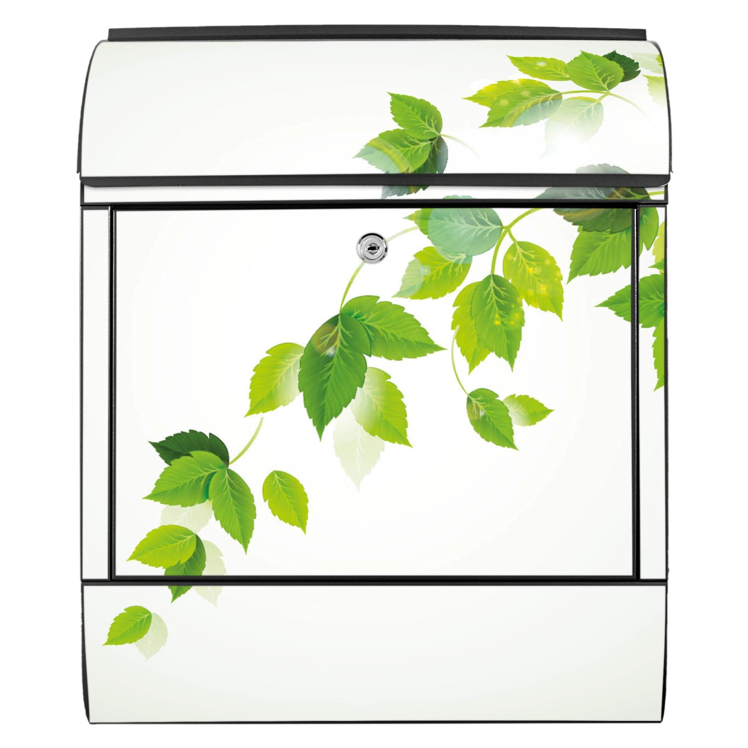 Banjado Design Briefkasten Schwarz Pulverbeschichtet, 39x47x14cm, 2