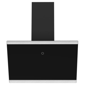 Schwarze Respekta Kopffreihaube 60 cm aus Glas mit Edelstahlrahmen und Touch-Bedienung.
