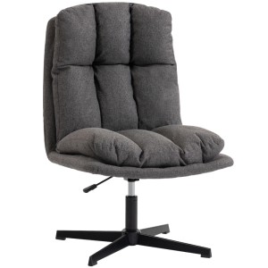 Dunkelgrauer HOMCOM Accent Chair mit gepolstertem Sitz und Rückenlehne in Leinenoptik, höhenverstellbar und drehbar.