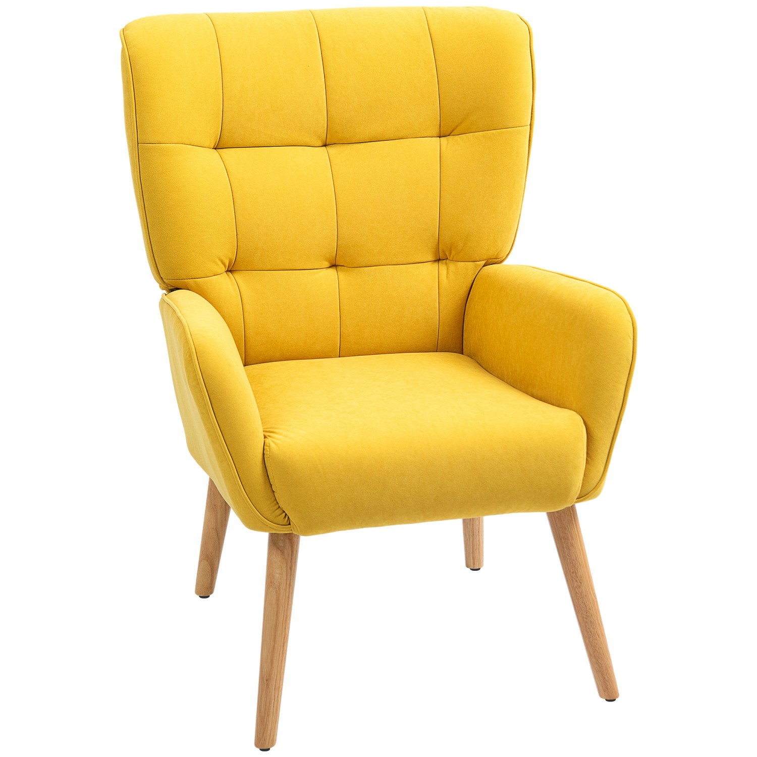 HOMCOM Sessel mit Holzbeine mit Samtoptik Samt Gelb 75L x 66B x 100H cm günstig online kaufen