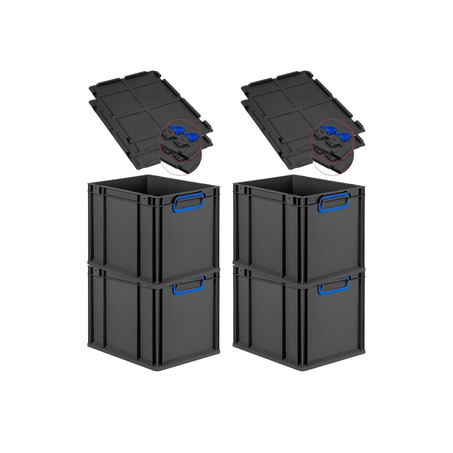 PROREGAL SuperSparSet 4x Eurobox Nextgen Color Mit Scharnierdeckel HxBxT 32 günstig online kaufen