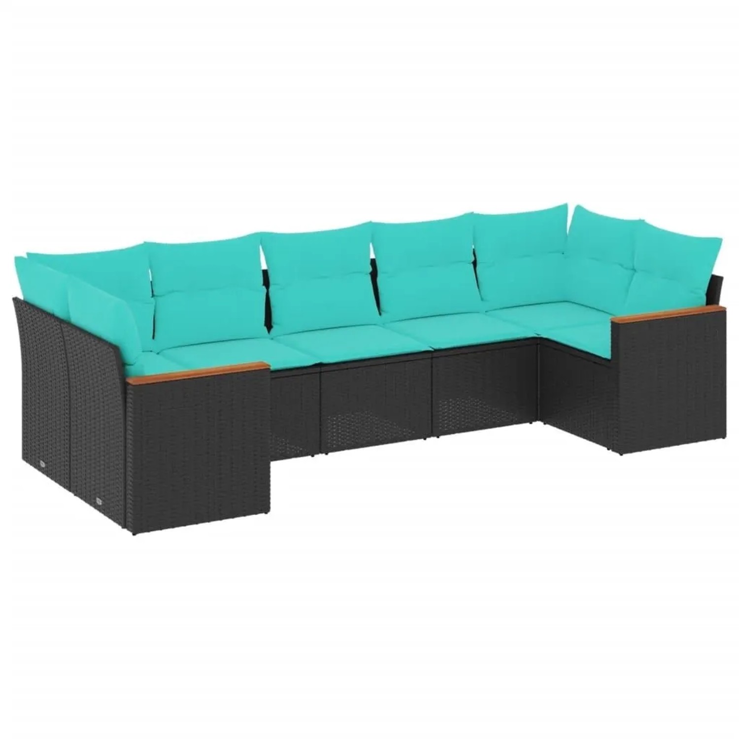 vidaXL 7-Tlg Gartensofa-Set mit Kissen Schwarz Polyrattan 3226267 günstig online kaufen