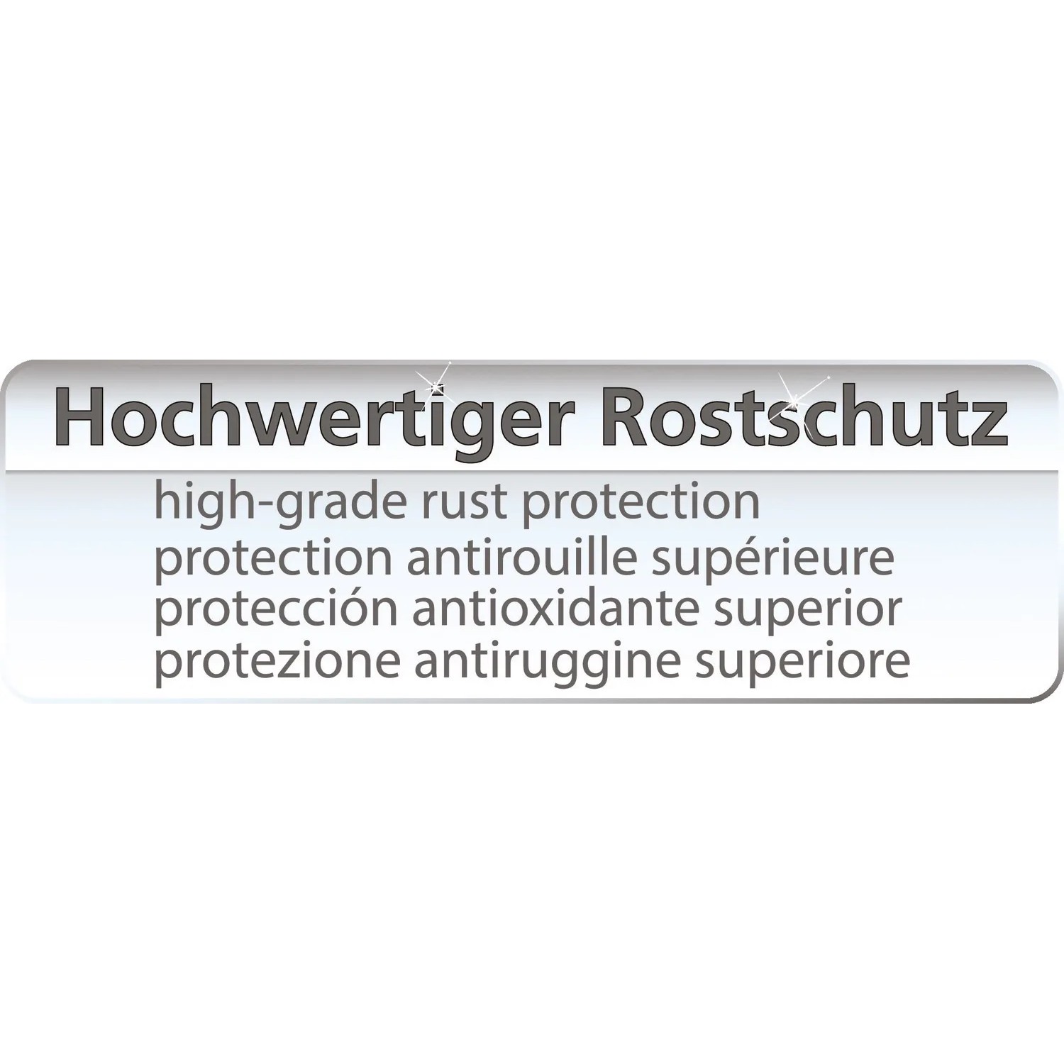 Detailaufnahme: Schriftzug "Hochwertiger Rostschutz" für WENKO Wandablage Trestina.