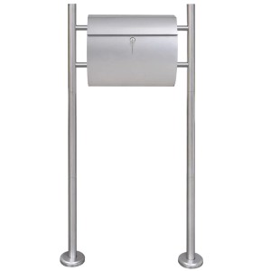 VidaXL Briefkasten mit Ständer aus Edelstahl, modernes Design für den Außenbereich.