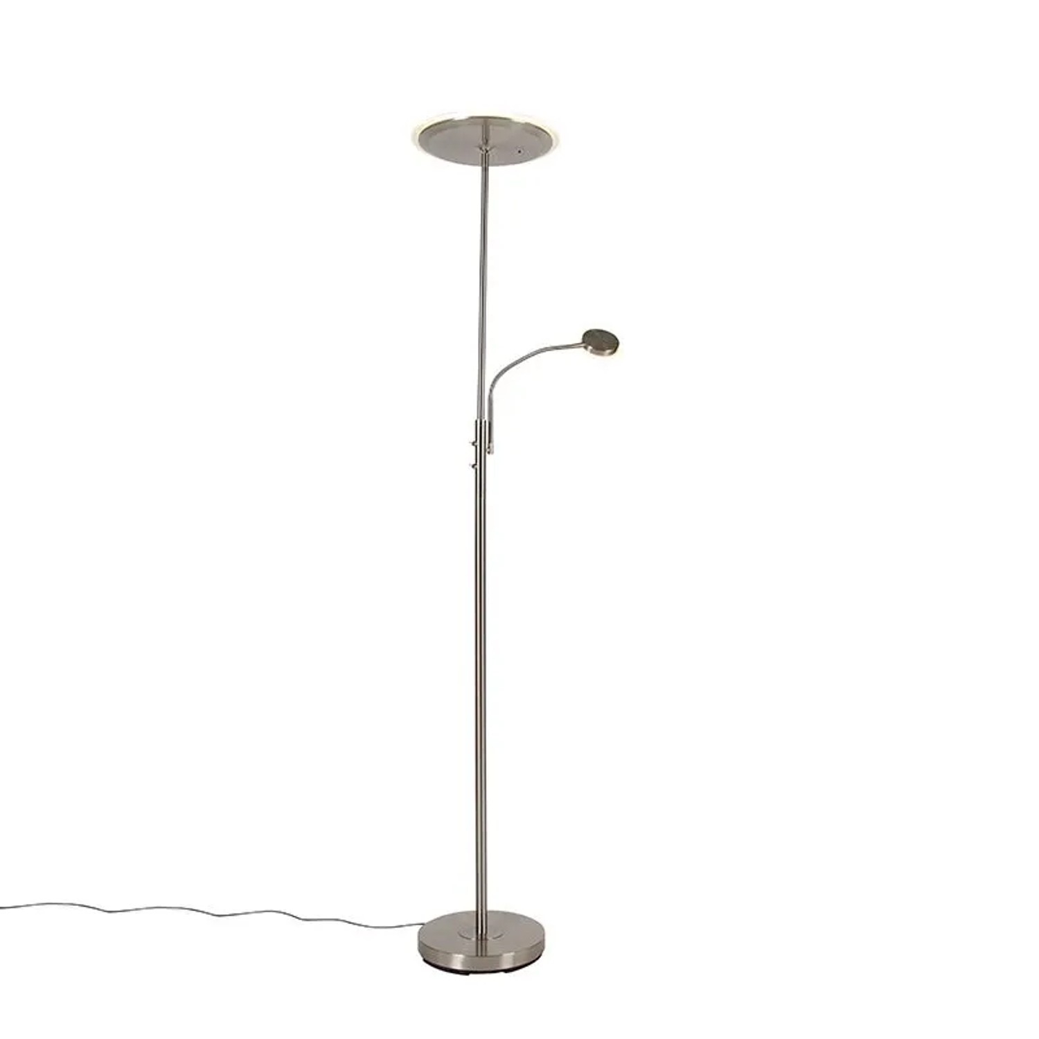 QAZQA Moderne Stehlampe Stahl inkl  LED mit Fernbedienung und Lesearm Strela