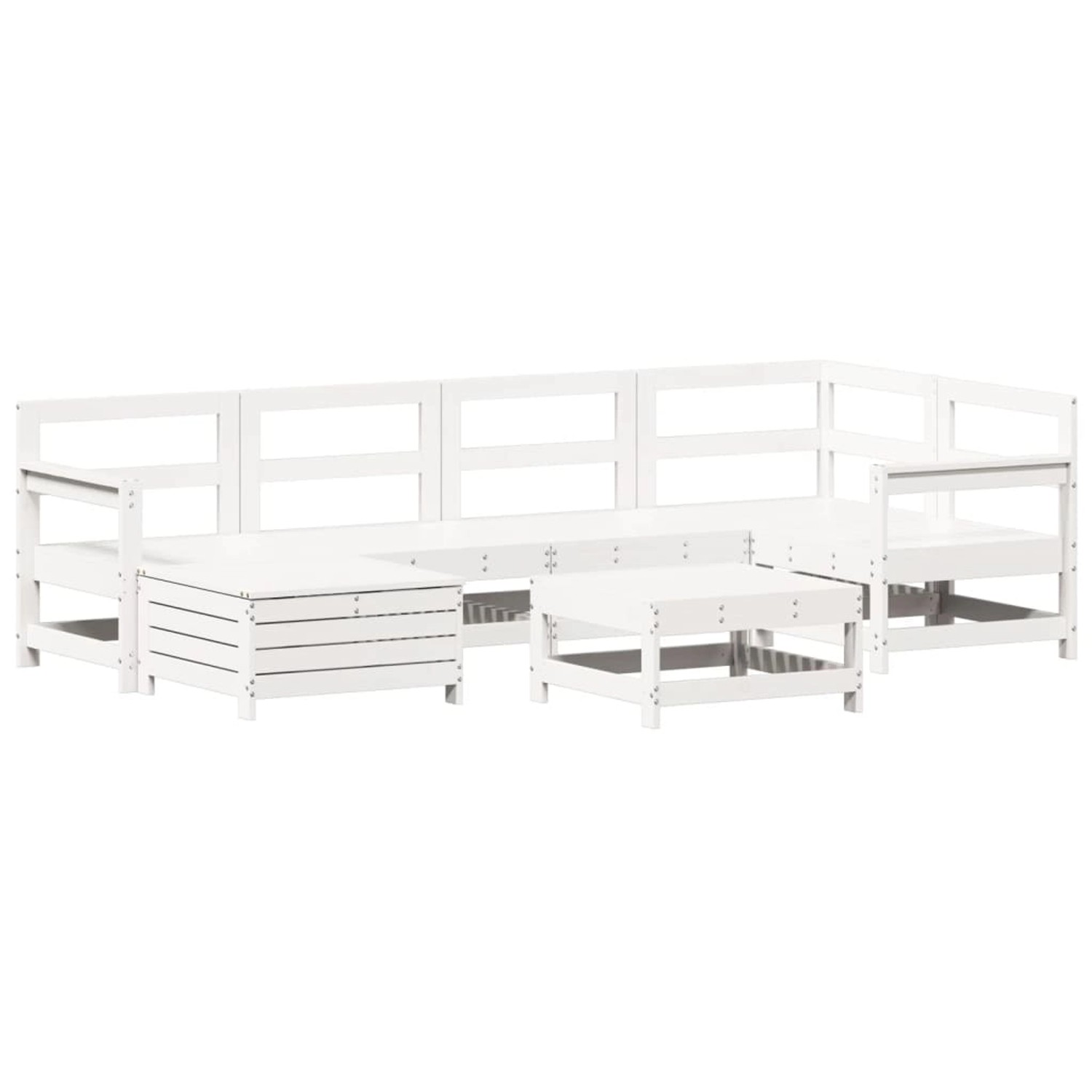 vidaXL 7-Tlg Garten-Sofagarnitur Weiß Massivholz Kiefer 3250941 günstig online kaufen