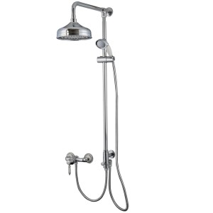 PaulGurkes Aufputz Duschsystem im Retro-Design mit Regendusche und Handbrause.