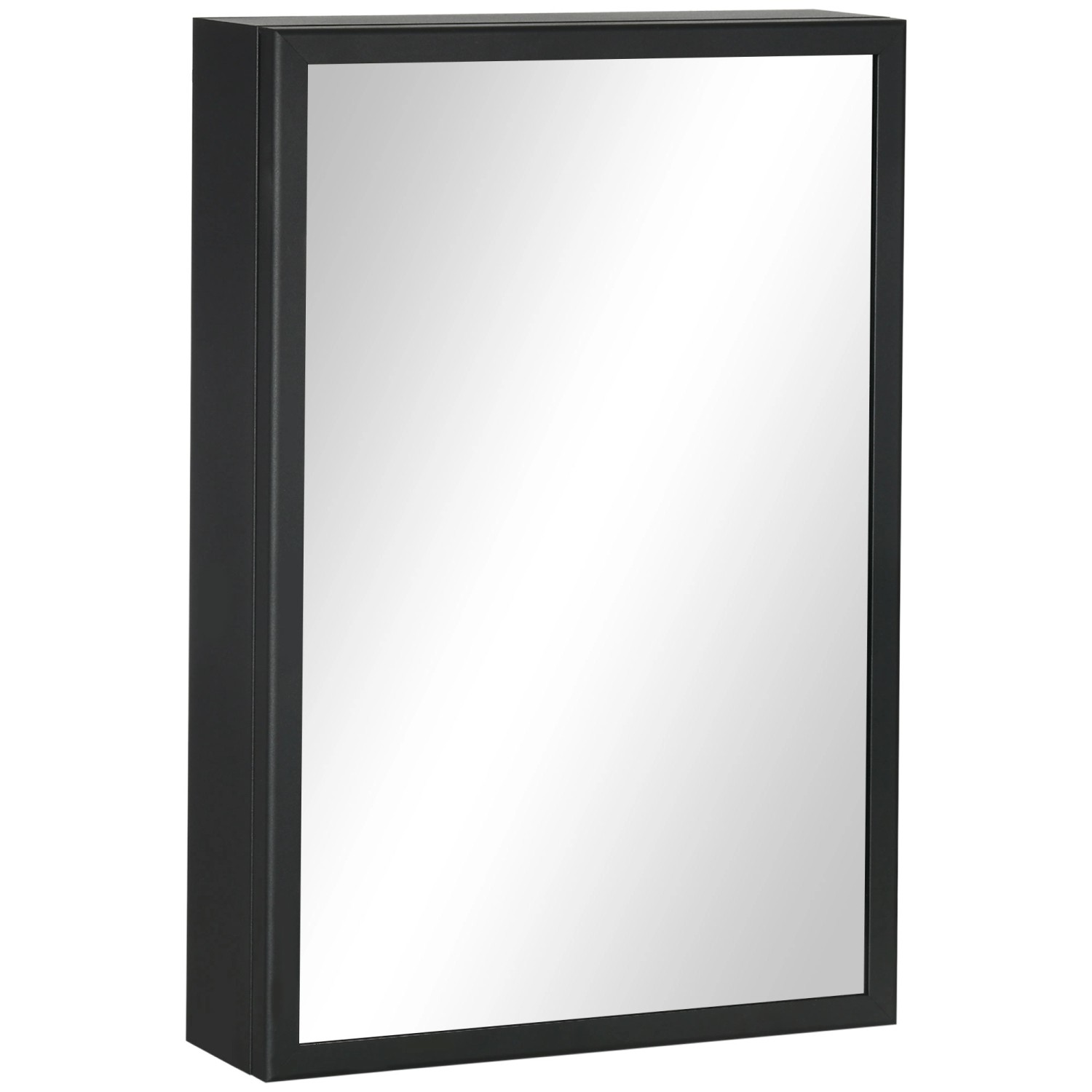 Kleankin Spiegelschrank mit 3 Etagen Hängeschrank Schwarz  40 x 12 x 60 cm günstig online kaufen