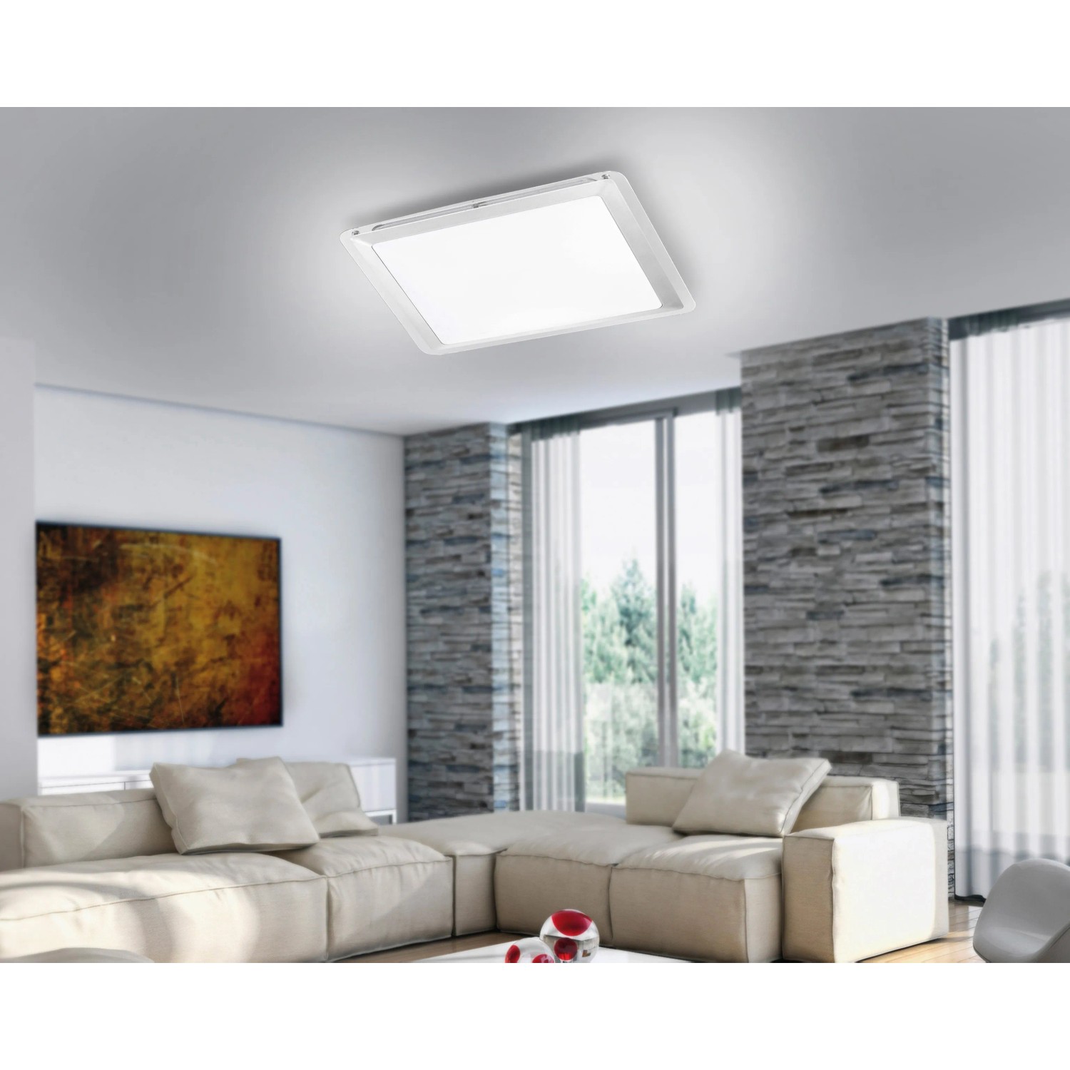LED Deckenleuchte Labol aus Eisen in Silber IP44 335 x 335 mm