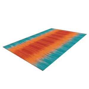 MeGusta Flachflor Teppich Graciela, 170x240 cm, Retro Orange-Blau, Wolle.