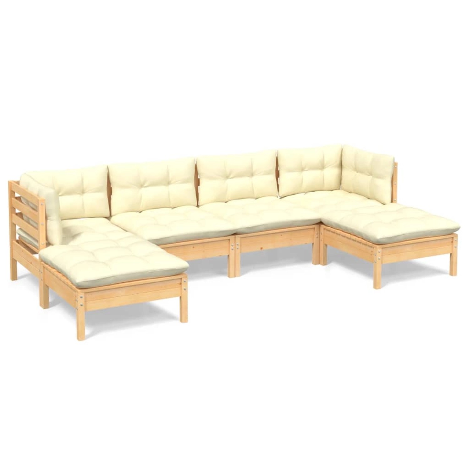vidaXL 6-tlg Garten-Lounge-Set mit Creme Kissen Kiefernholz Modell 12