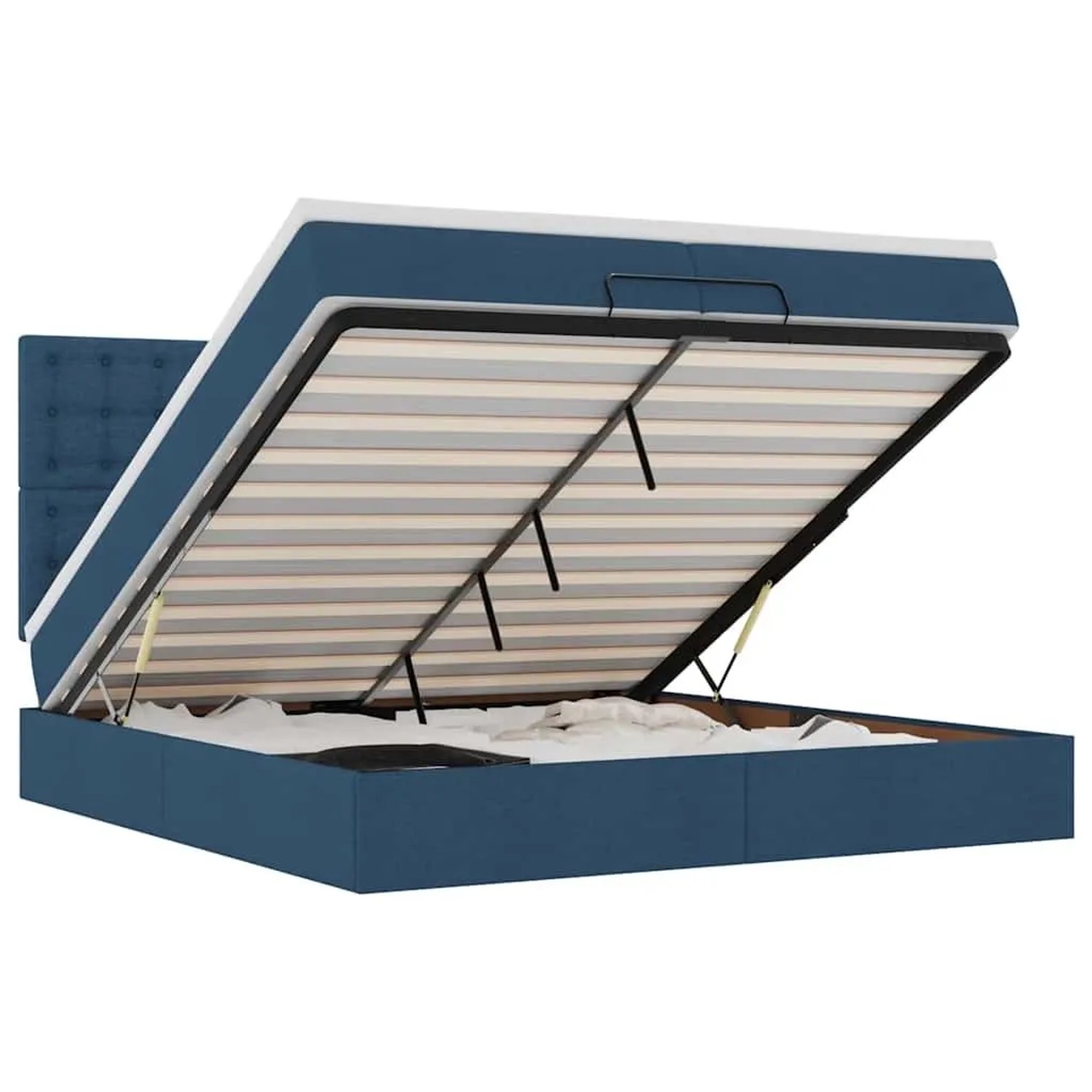 Thumbnail - vidaXL Ottoman-Bett mit Matratzen Blau 200x200 cm Stoff 3313354