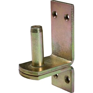 Gelb verzinkter Aufschraubkloben D2, 98x35 mm, Bolzen Ø 13 mm, zur Befestigung von Ladenbändern.