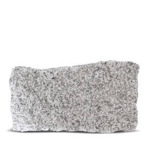 Grauer Galamio Granit Randstein, gebrochene Kante, Format 40x20x10 cm.