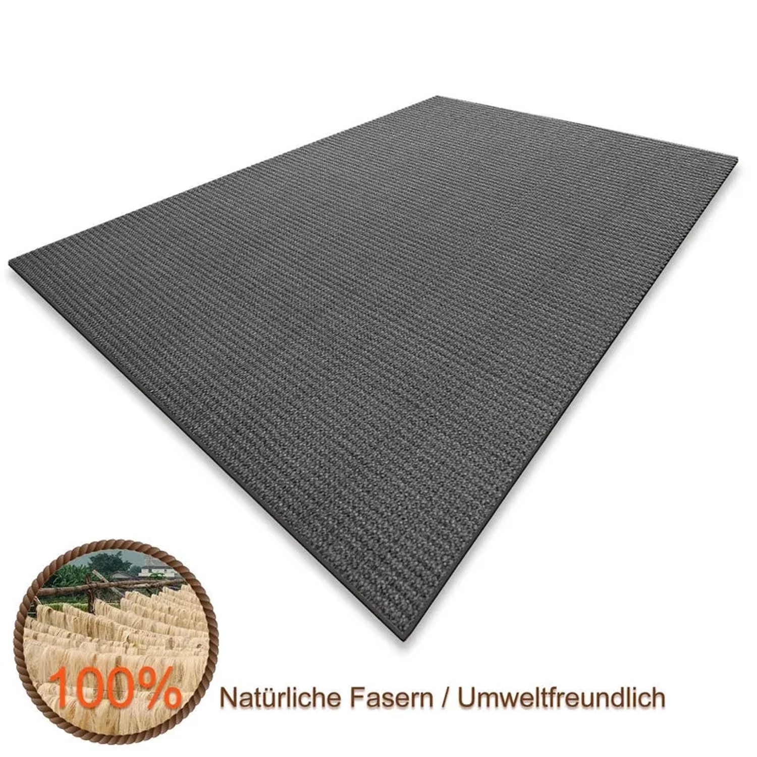Sisal Teppichboden Meterware Grau – Mit Vliesrücken, 400/500 Cm Breite, Für Wohnzimmer & Esszimmer