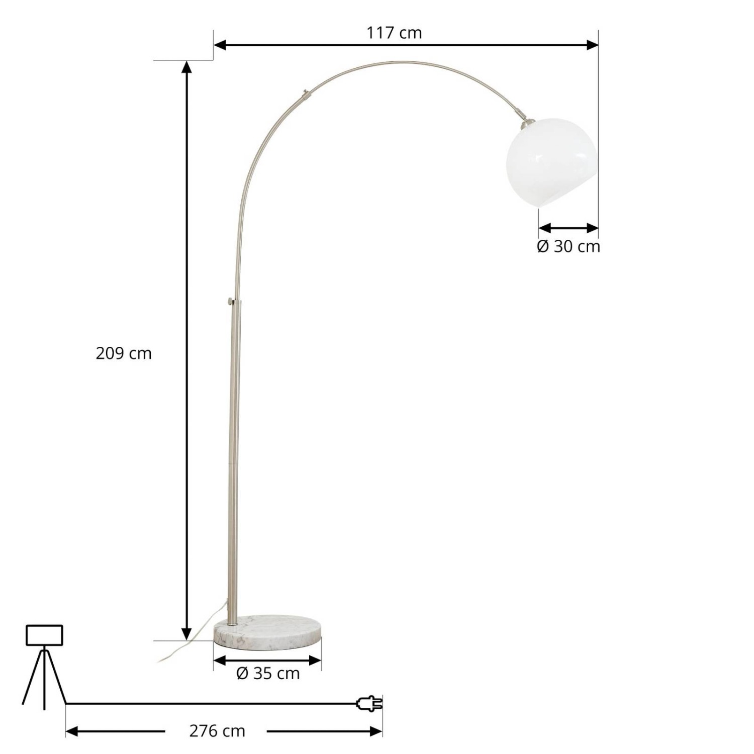 Lindby Stehlampe Bogenleuchte Alverton 10042609 Modern in Weiß aus Metall 1-flammig E27 Wohnzimmerleuchte_5