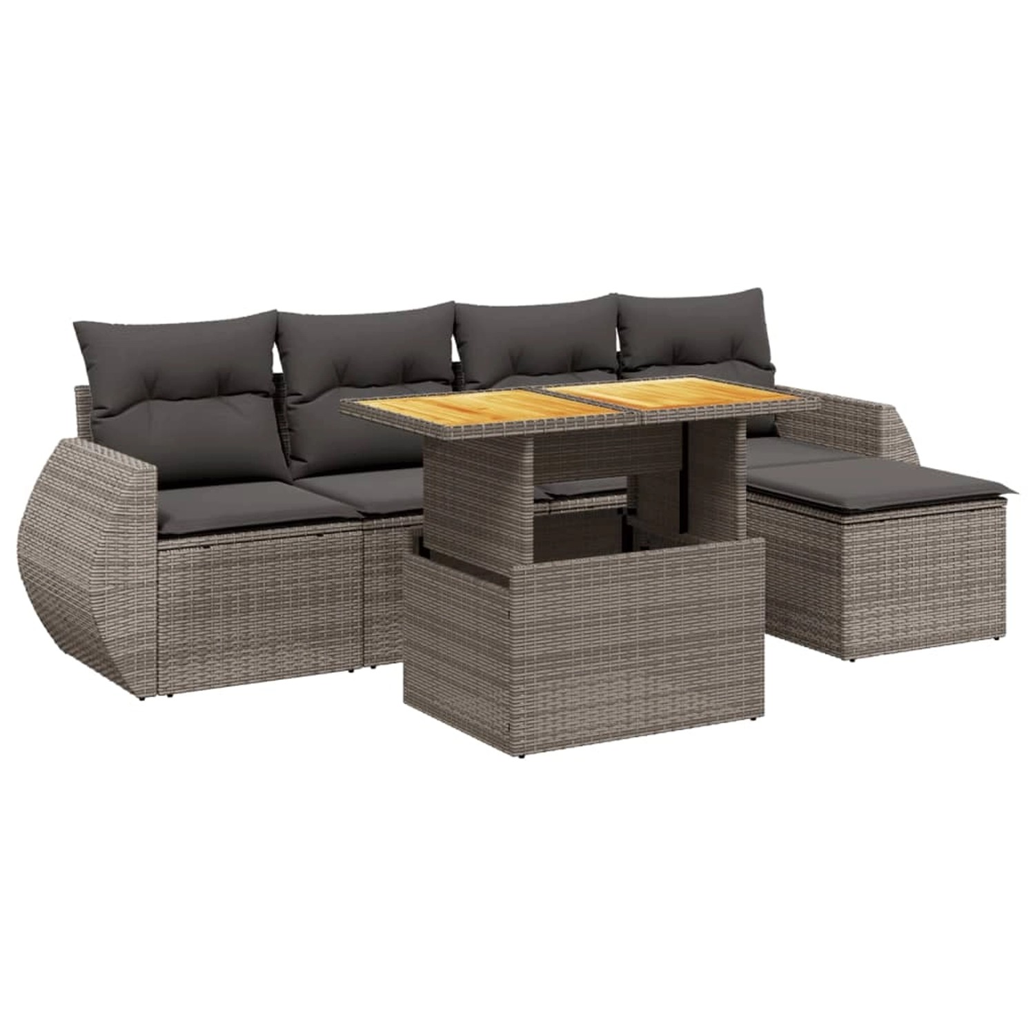 vidaXL 6-Tlg Garten-Sofagarnitur mit Kissen Grau Poly Rattan 3272173 günstig online kaufen