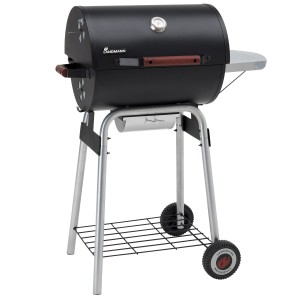 Landmann Holzkohlegrill Black Taurus 440 mit Deckelthermometer und Seitentisch.