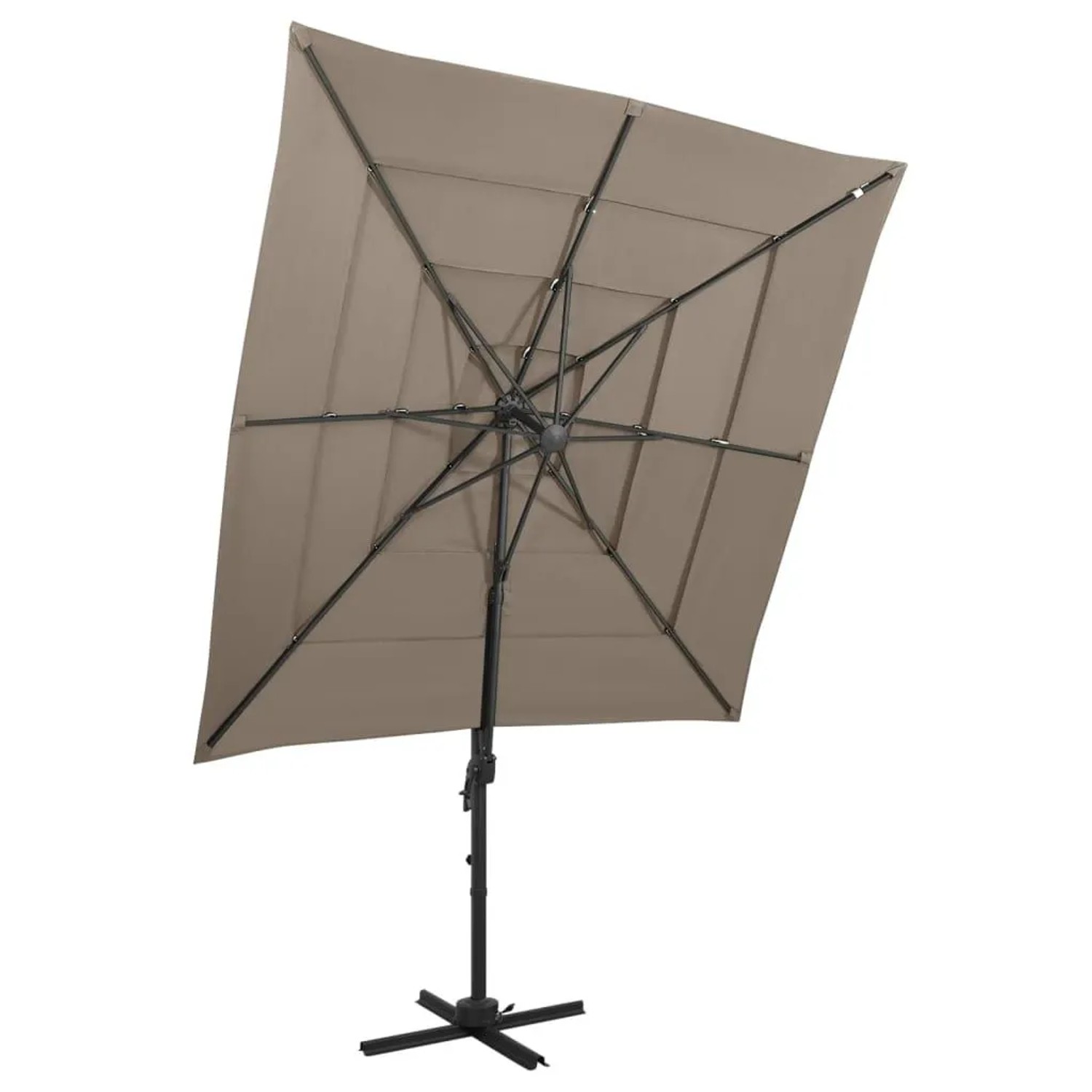 furnicato Sonnenschirm mit Aluminium-Mast 4-lagig Taupe 250x250 cm günstig online kaufen